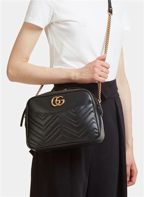 gucci gg marmont small matelasse black leather shoulder bag|Gucci gg matelassé small bag.